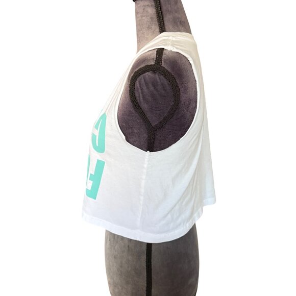 Ascolour S White Crop Tank Top Lets F Cancer Charity Tee Cotton Sleeveless Casua - Picture 3 of 5